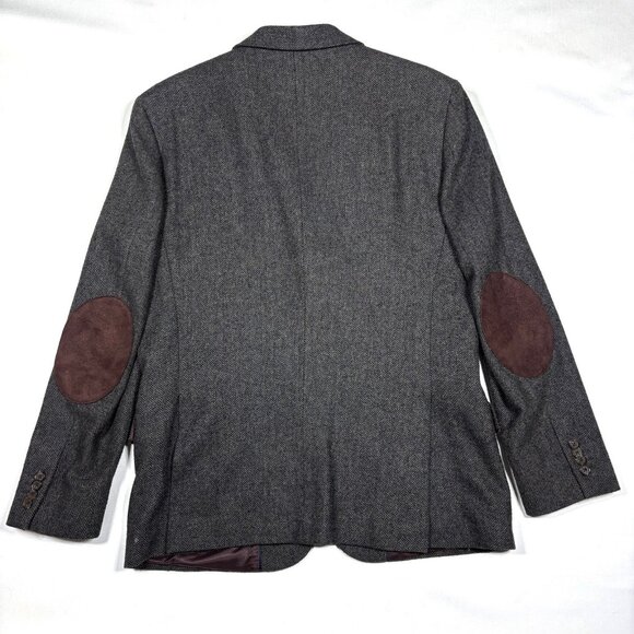 Banana Republic Wool Blend Tweed Herringbone Blazer Sport Coat w/Elbow Patch 44R - Picture 11 of 15